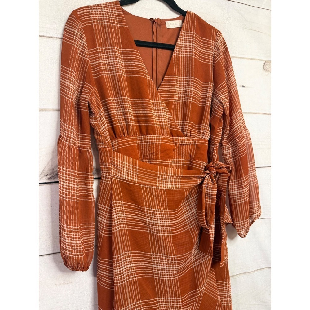 Altar'd State - Rust Plaid Wrap Mini Dress - L